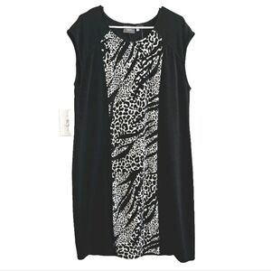 Chico's Travelers Size 3  Sleeveless Black Leopard Print Feminine Slinky Dress
